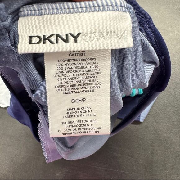 DKNY Swim Gray and Blue Striped racerback Tankini Top size small- EUC! - Picture 8 of 9